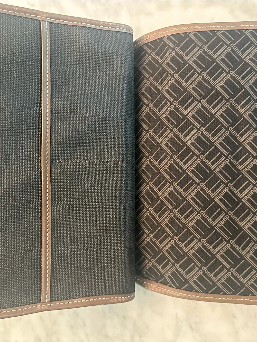 Dunhill Canvas and Leather Organizer Clutch in Gray and Brown